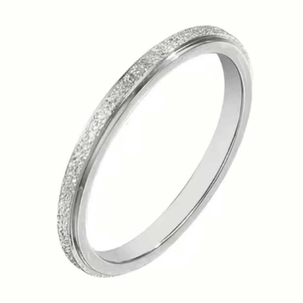 Stainless Steel Textured Band Ring - Thin Minimalist Stackable Ring